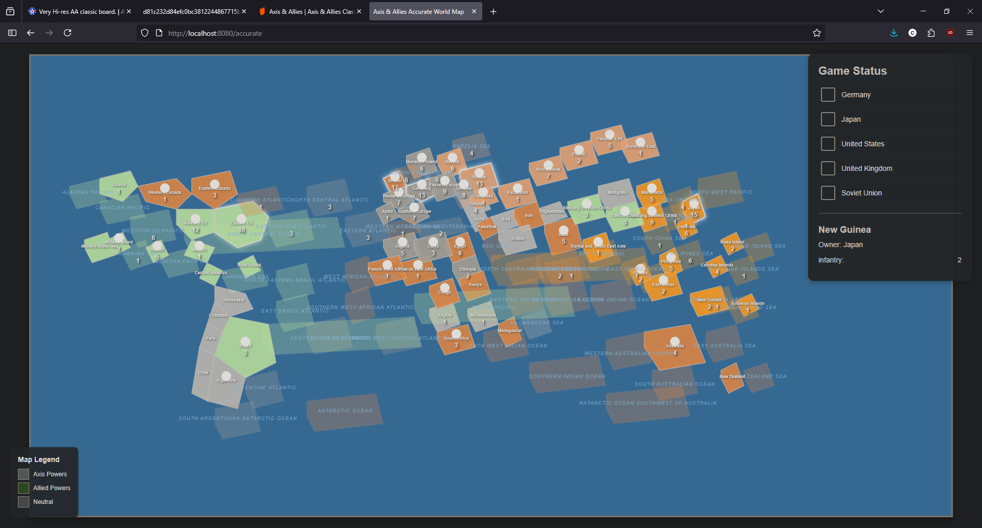 A picture of Claude's attempt to draw a world map using CSS and SVG. It consists of blobs roughly in the location of the continents on a conventional world map.